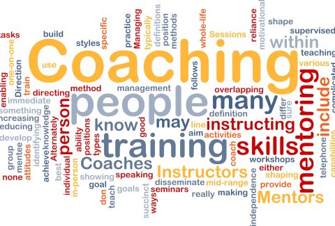 A diagram with the word Coaching and many other words that tie into coaching