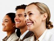 2 Woman and a man are sitting and talking